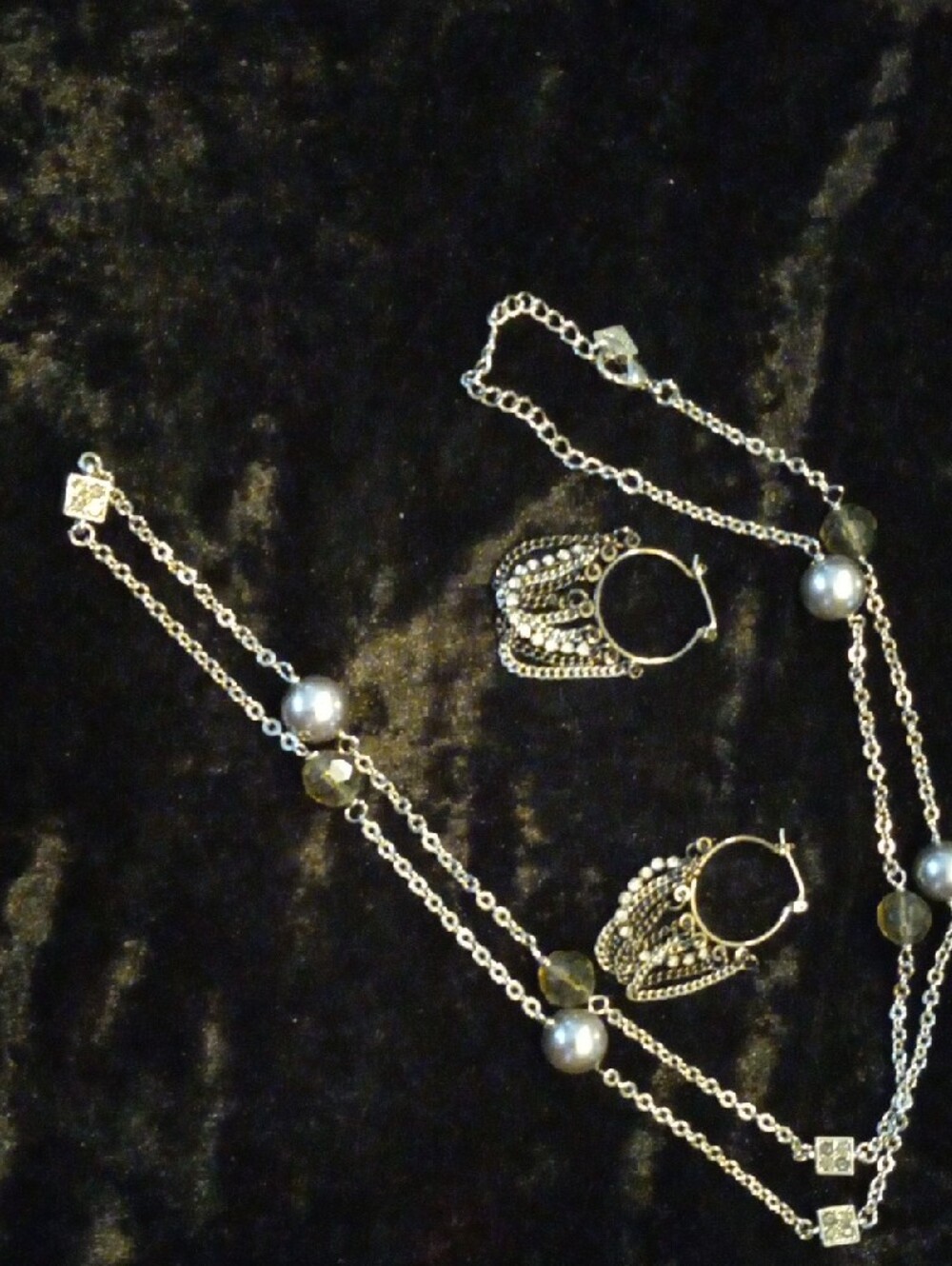 Cookie Lee Silver-Tone Beaded Necklace & Matching Hoop Earrings - Picture 8 of 13